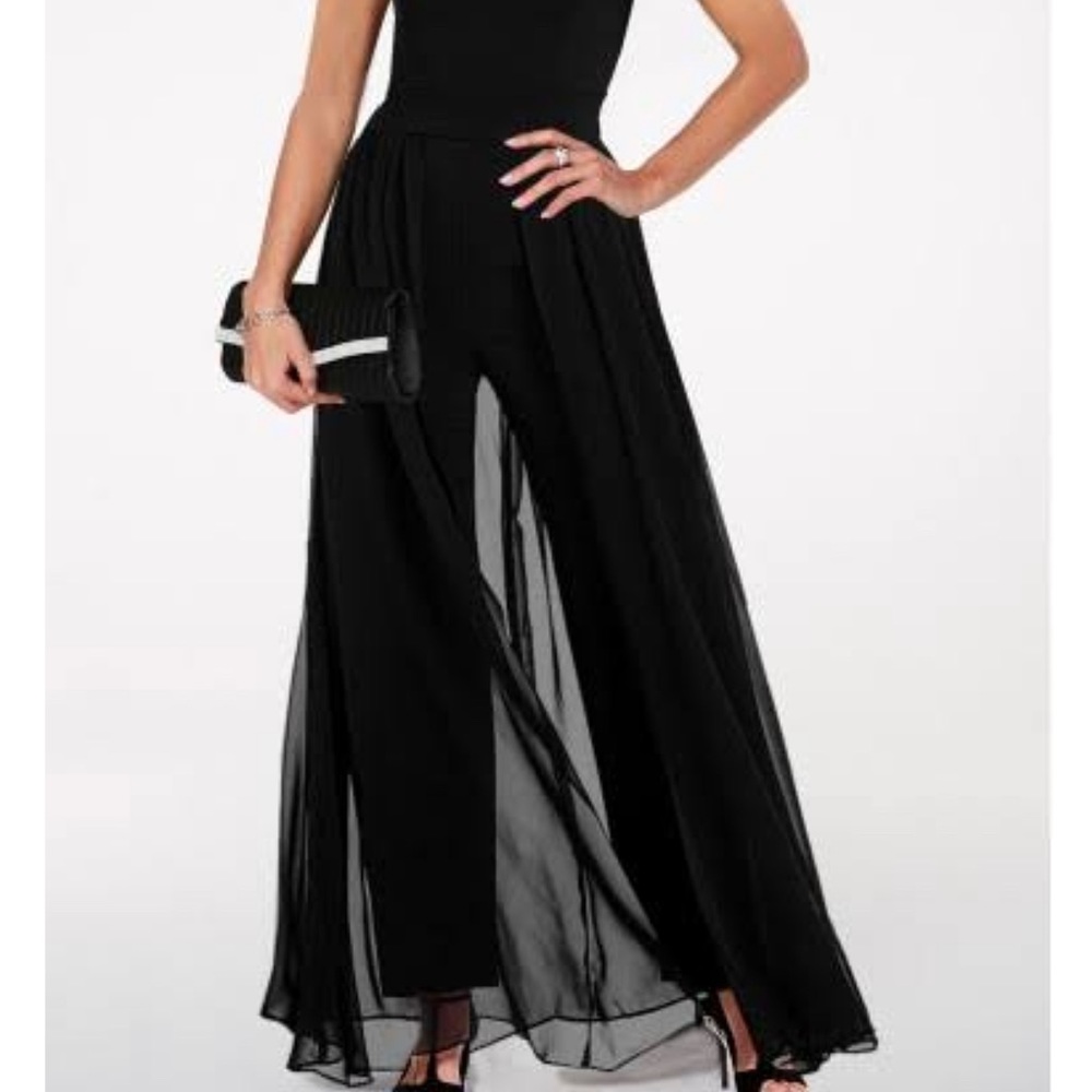 Jumpsuit one piece with overlay chiffon large